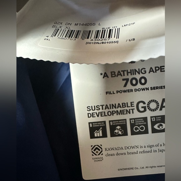 *NEW WITH TAGS* BATHING APE | DENIM MONOGRAM PUFFER DOWN JACKET - Picture 4 of 8